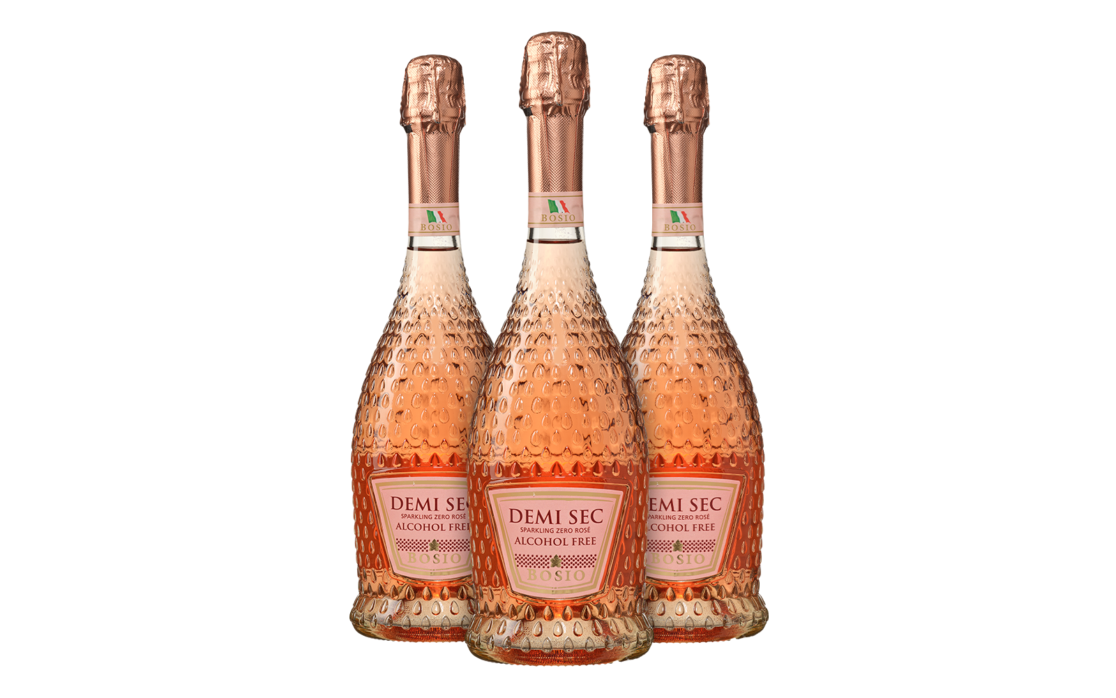3 flessen Bosio Demi Sec Sparkling Zero Rosé Alcoholvrij Probeerpakket 1 k202037 bosio sec sparkling zero rose alcoholvrij probeerpakket 1