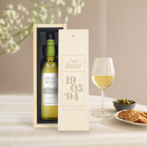 Wijn in gegraveerde kist - Oude Kaap - Wit