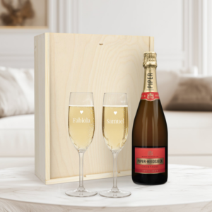 Champagnepakket met gegraveerde glazen - Piper Heidsieck Brut (750ml)