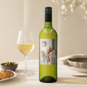 Wijn met bedrukt etiket - Belvy - Wit