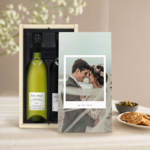 Wijnpakket in bedrukte kist - Belvy - Wit en rood