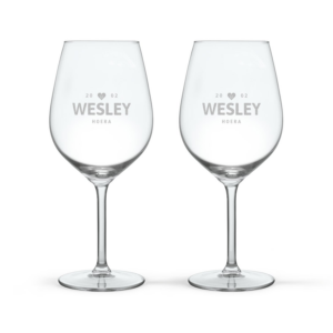 Rood wijnglas graveren - 2 stuks