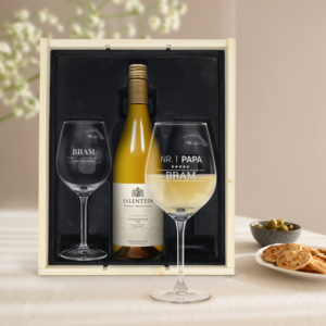 Wijnpakket met glas - Salentein Chardonnay (Gegraveerde glazen)